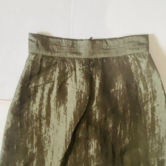 Vintage Laura Madrigano Metallic Olive Green Long Skirt Sz 2 - Picture 4 of 4